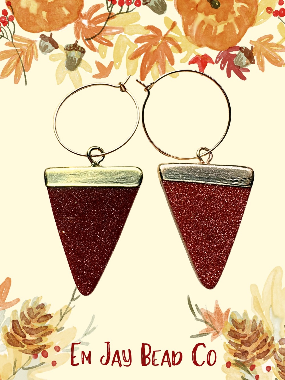 Artisan Made Goldstone Gold Hoop Earrings